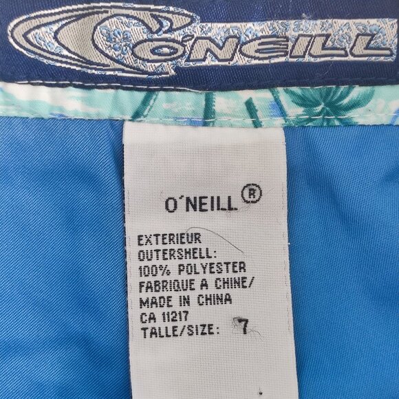 O'Neill beach short muted blue with tropical design women's junior size 7 - Picture 4 of 12